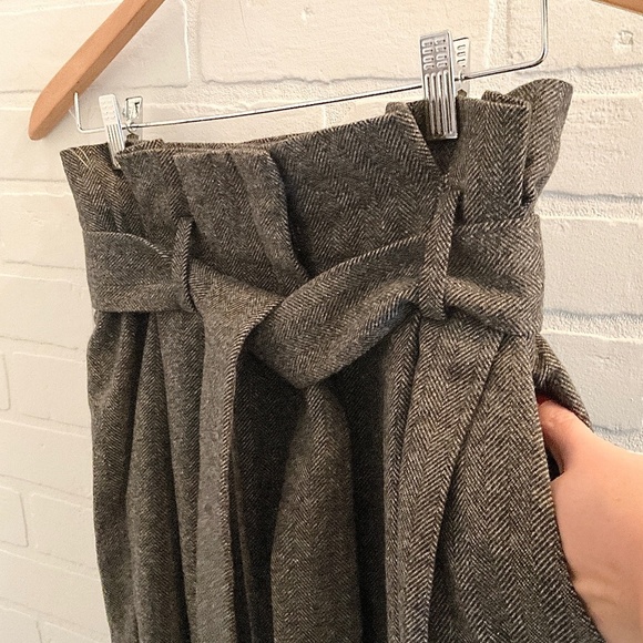 COS Dress Pants Herringbone Gray High waist Wide leg Parachute Darted Wool 4 - Picture 11 of 14